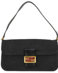 Fendi Black Suede Baguette Handbag
