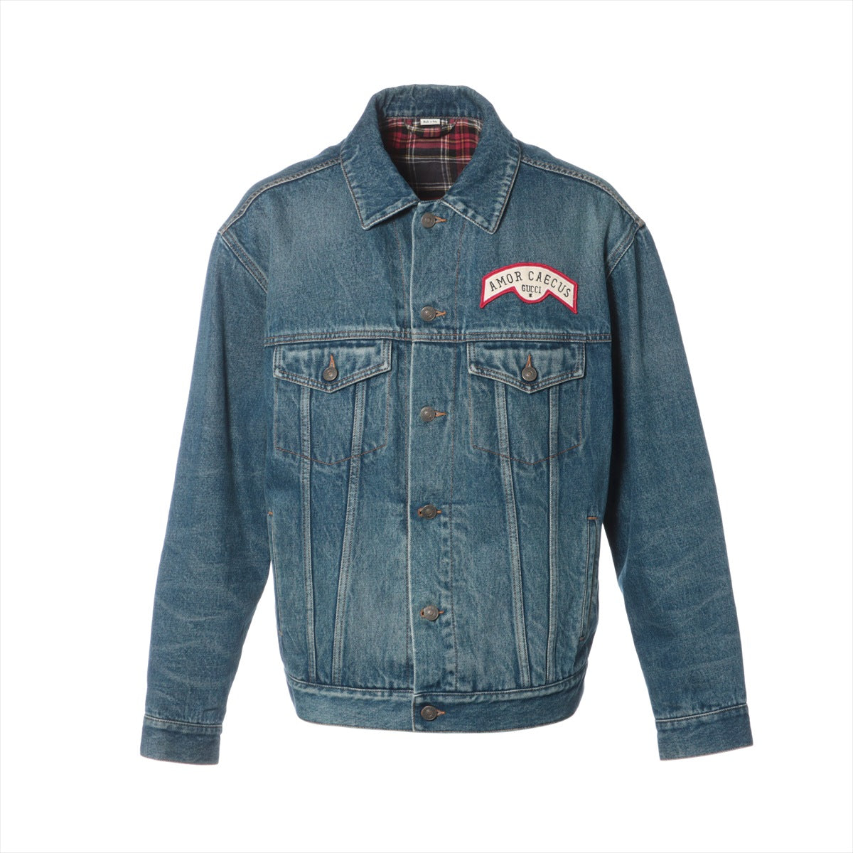 Gucci GG 19SS Cotton Denim Jacket 46 Men Blue 475024 Flocky Logo Over Size