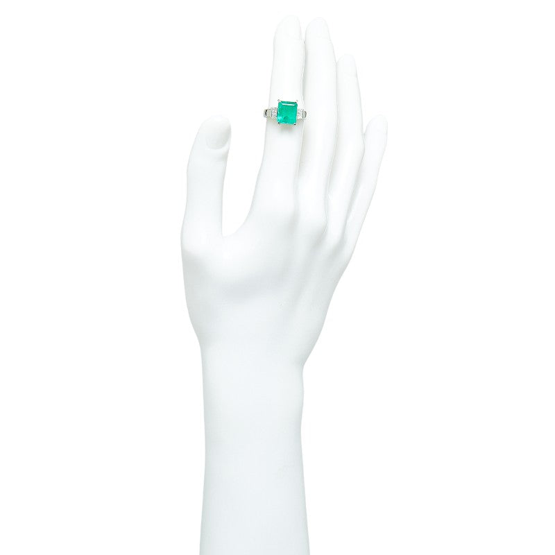 Pt900 Platinum Emerald 3.47ct Diamond 0.38ct Ring  12.5 None