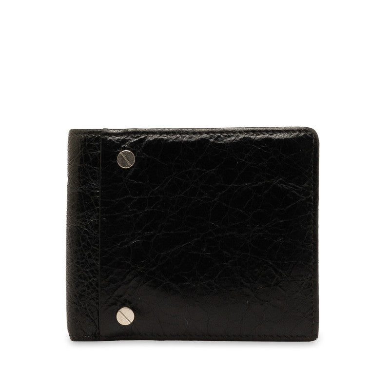 Balenciaga Square Two Fold Wallet Compact Wallet 542001 Black Leather  BALENCIAGA