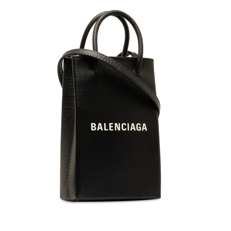 Balenciaga Mini  bag founder logo sloping shoulder bag 593826 black leather ladies BALENCIAGA