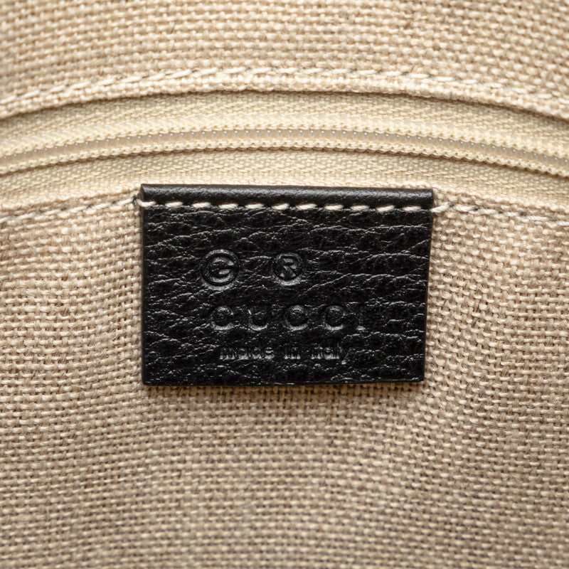 Gucci Interlocking G One-Shoulder Handbag 449711 Black Leather  Gucci