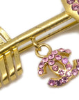 Chanel Gold Bow And Arrow Heart Brooch Pin Rhinestone 02P