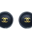 Chanel Black Button Earrings Clip-On 94P