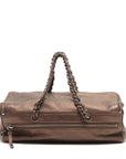 Chanel Coco Leather Chain Shoulder Bag Brown Silver G