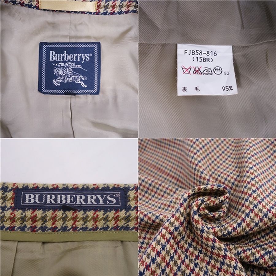 Vint Burberry s  Dress Jacket Shirt Thousand Birds Shirt Wool  15 (equivalent to XL) Multi-Color