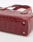 Chanel Coco Crocodile Tote Bag Red Silver G  9th