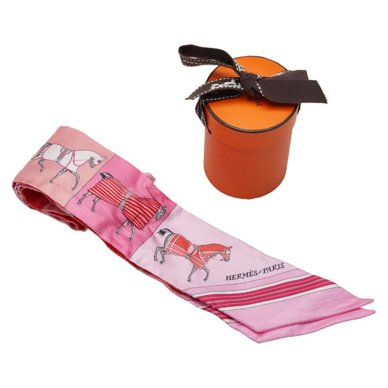 Hermes  Horse Motif SCalf Pink Orange Silk  Hermes