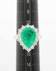 Emerald Diamond Ring Pt900 10.6g 499 D146
