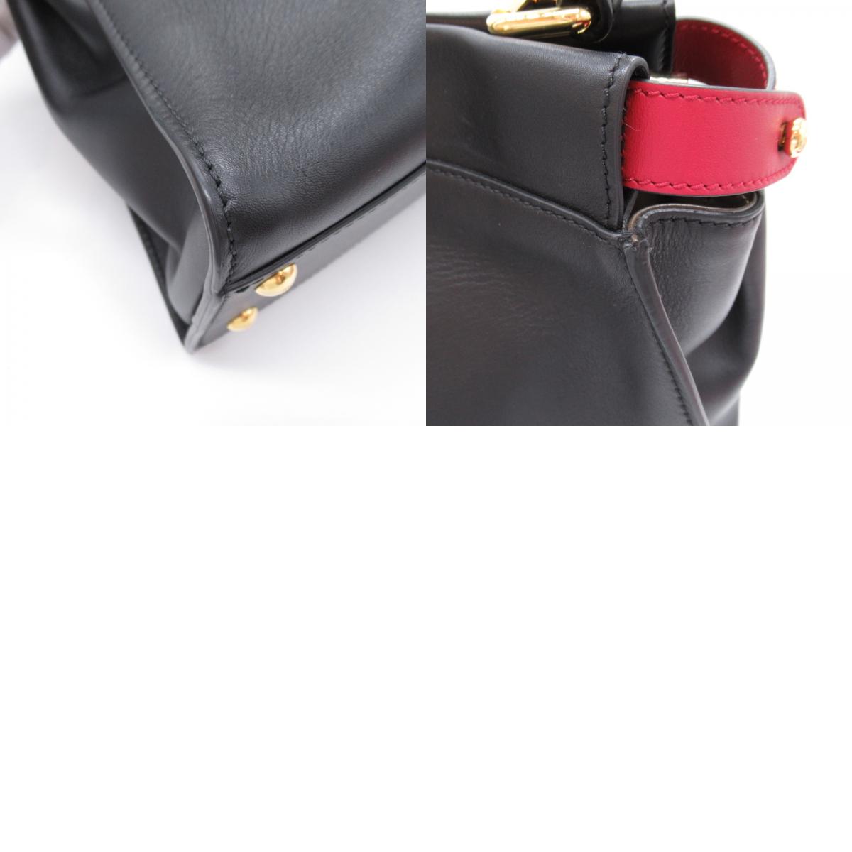 Fendi Fendi Peakbue Defender Shoulder Bag Shoulder Bag  External Bag Leather PVC Coated Canvas  Black Red/Natural 8BN307