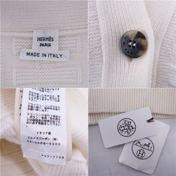 Hermes Cardigan 22AW e Wool H Logo Tops  Made in Italy 36 (S equivalent) Beige