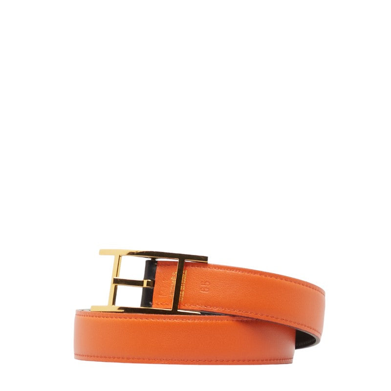 Hermes Appi Reversee Belt Size 65 Orange Brown Leather  Hermes