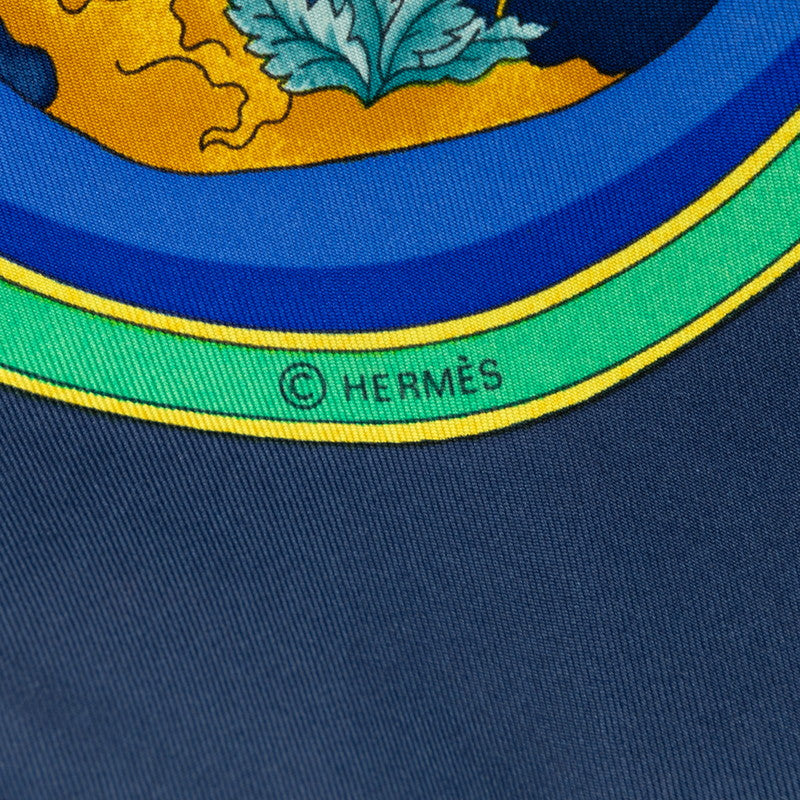 Hermes Carré 90 Pourvu qu&#39;on ait l&#39;ivresse  Bottle Scalf Blue Multicolor Silk  Hermes