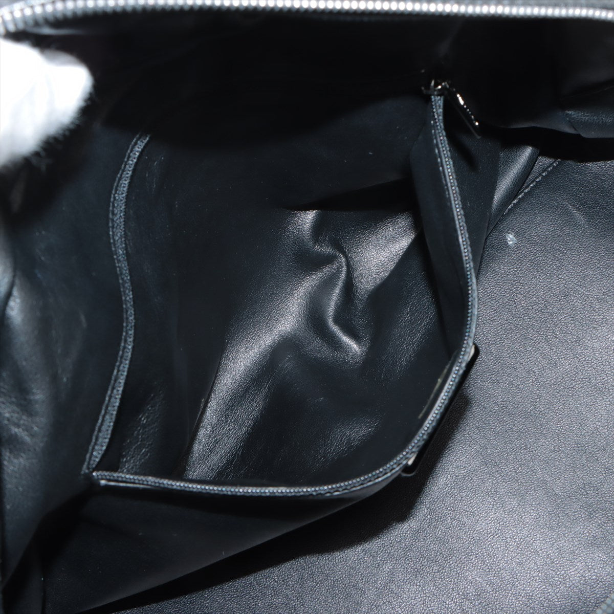 Chanel  Line Leather Boston Bag Black Silver G