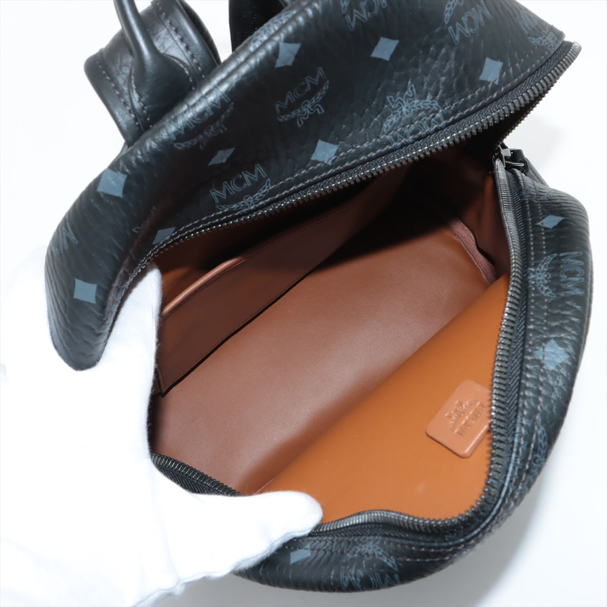 MCM Visetos Leather X Stands Backpack/Rack Black X Grey