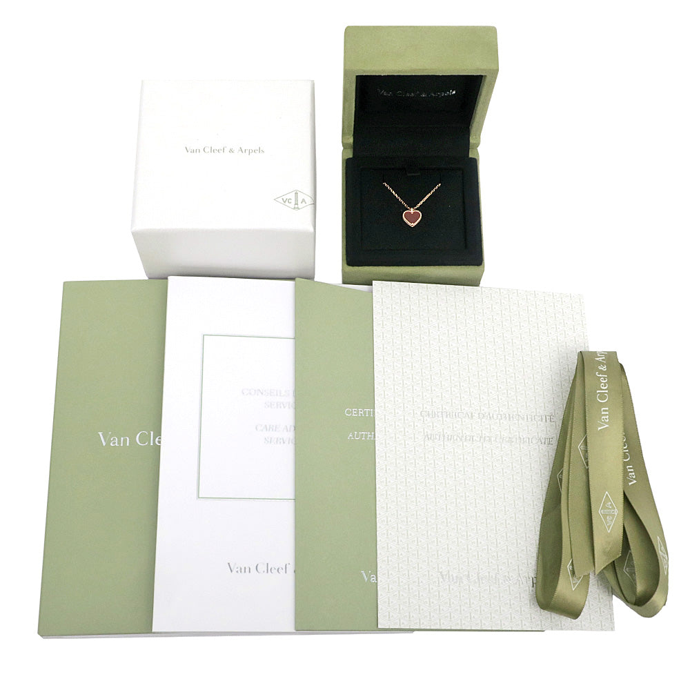VAN CLEEF & ARPELS Van Cleef & Arpels Suite Alhambra Heart Necklace 750PG K18 Pink G Carnelian Jewelry