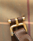 Burberry Check Handbag Karki Brown Nylon Leather