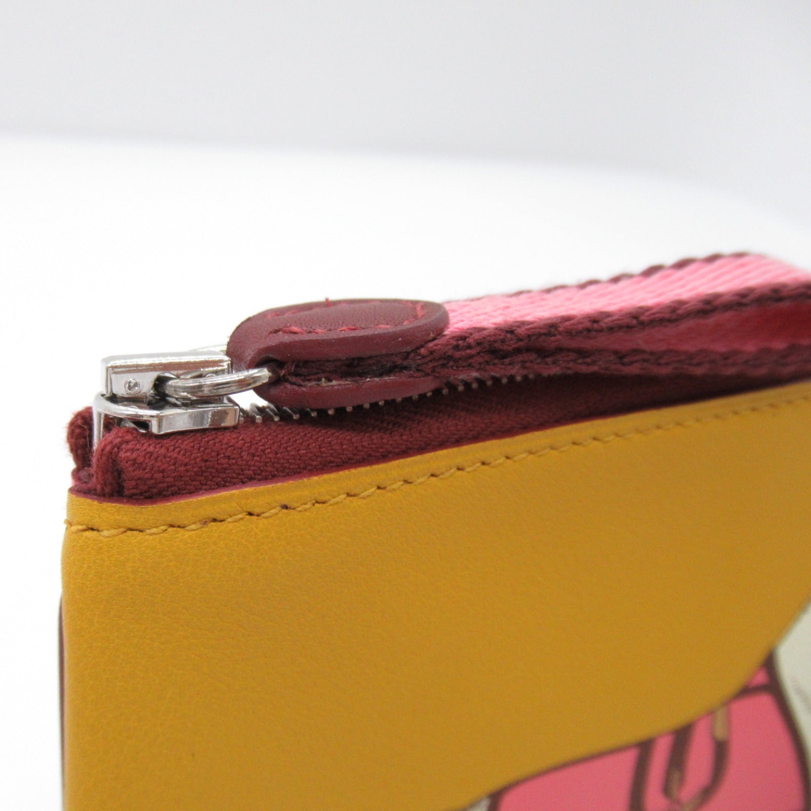 Hermes Carpet Pochette John Ambulance Coincase Coincase Wallet Leather Epsom  Pink/Yellow Collector