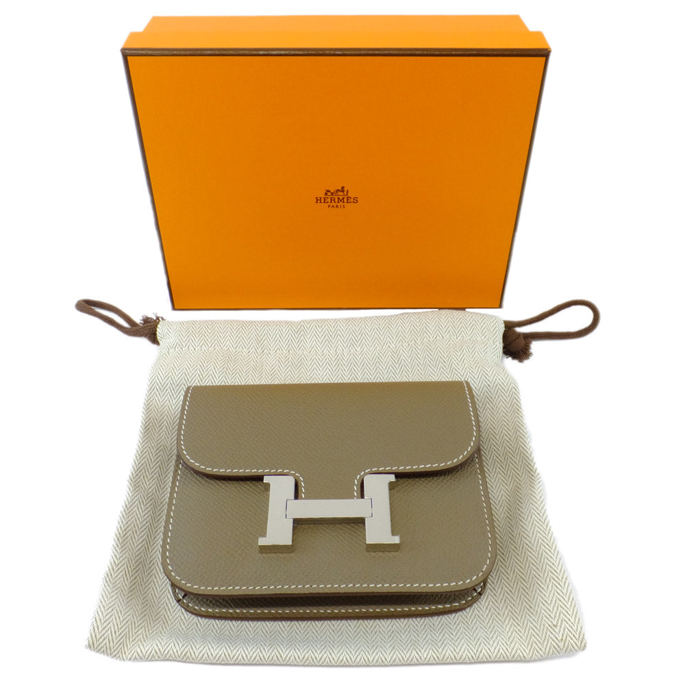 HERMES Hermes Constance Slim Etoupe Fold Wallet Silver  Epson Leather B  2023 Manufacturing  Compact New Unused]