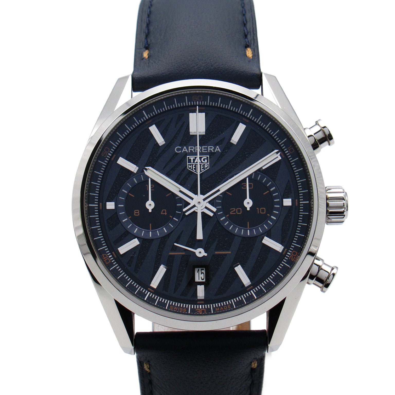 TAG HEUER Carrera Chronograph TOMIYA Limited Edition  Watch Stainless Steel Leather Belt Men Blue / Black CBN201A