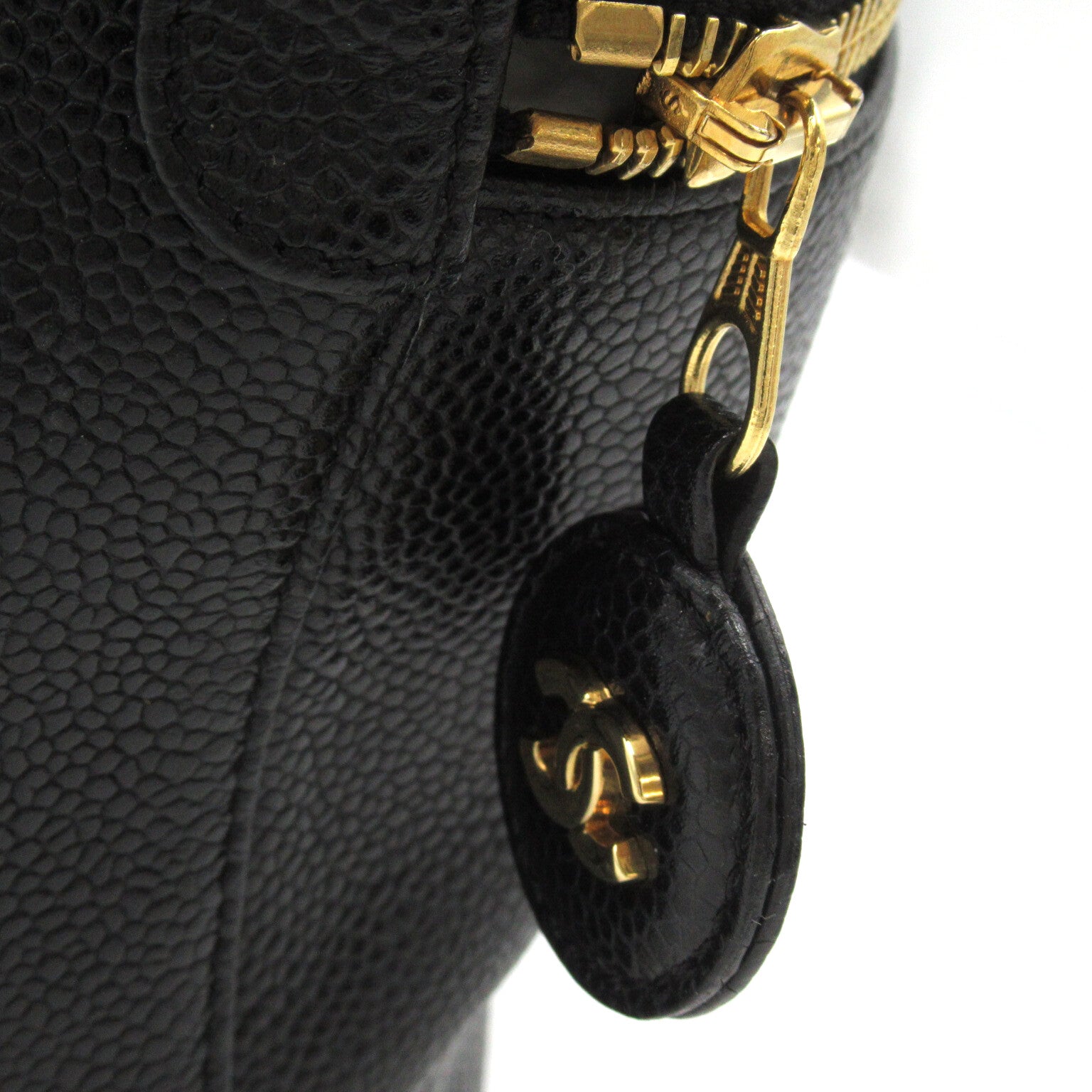 CHANEL Laminated Vanity Handbag Caviar S  Black Ladies