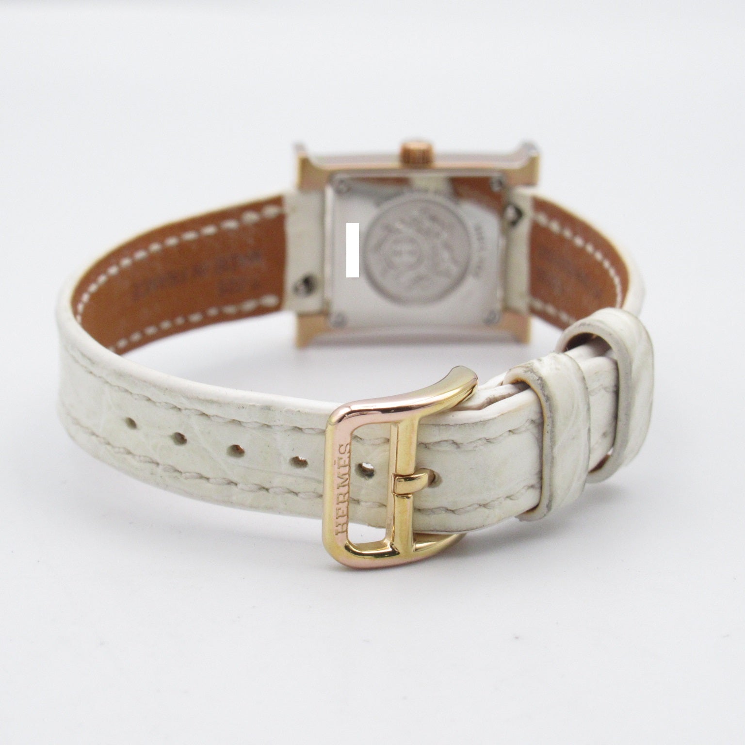 Hermes Hermes H Watch Mini 11P Diamond Armband Watch GP (Gen Mask) Leather Belt  White S HH1.102