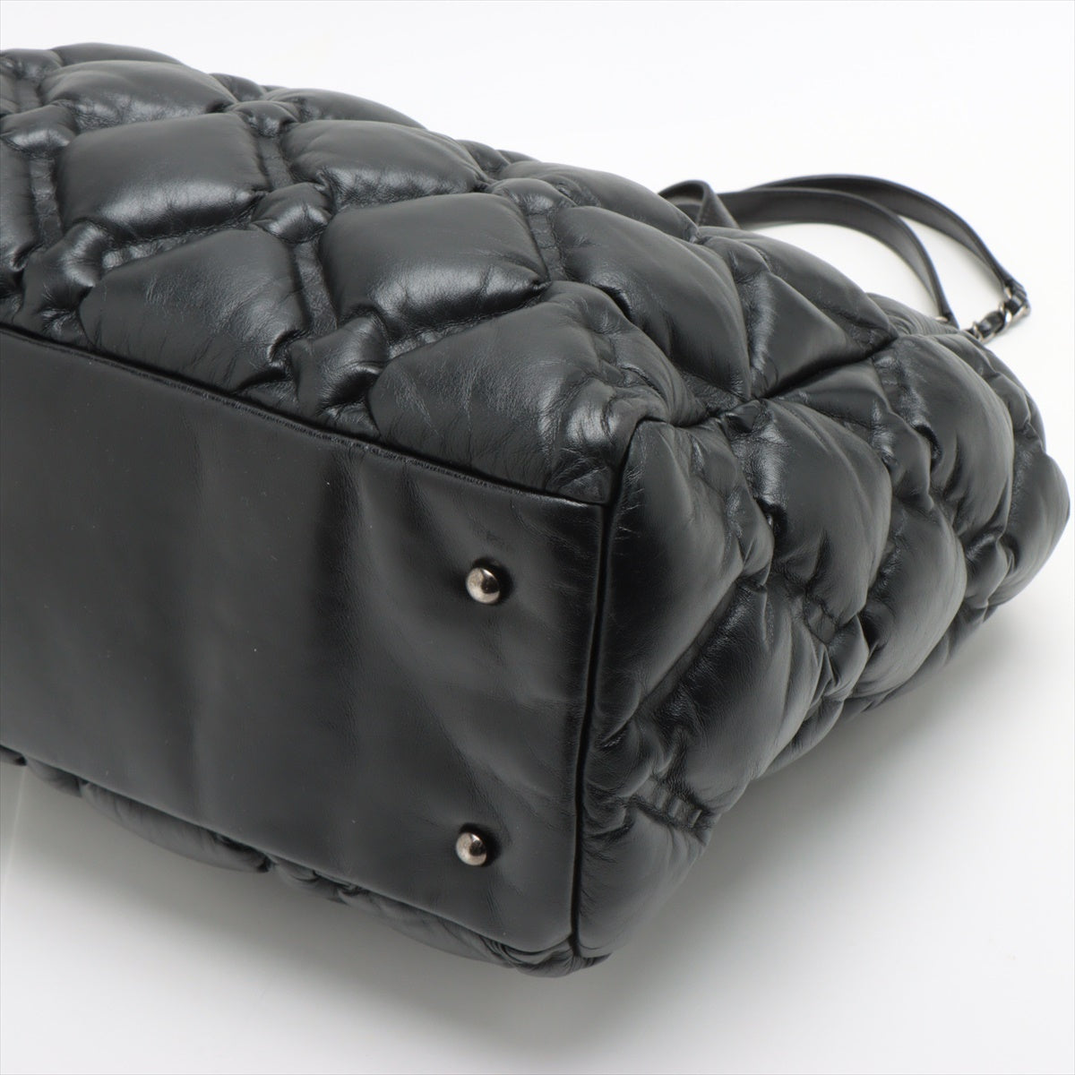 Chanel Bubble Kilt Leather Chain Top Bag Black Gummetal Gold  23rd