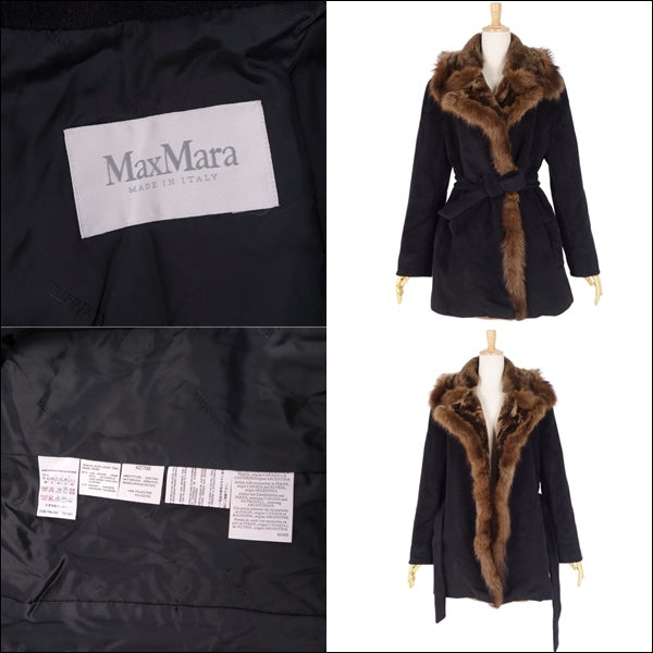 Max Mara Coat White tag wool Cashmere Minkfer Nutria Out  JI42 USA8 GB10 (equivalent to L) Black/Brown