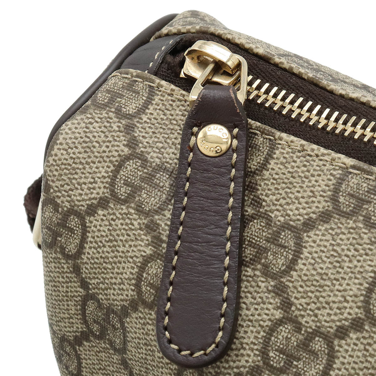 GUCCI Gucci GG Spring GG Plus Shoulder Bag Pulled PVC Leather Carquibbean Tea Dark Brown Silver  246881 Blumin