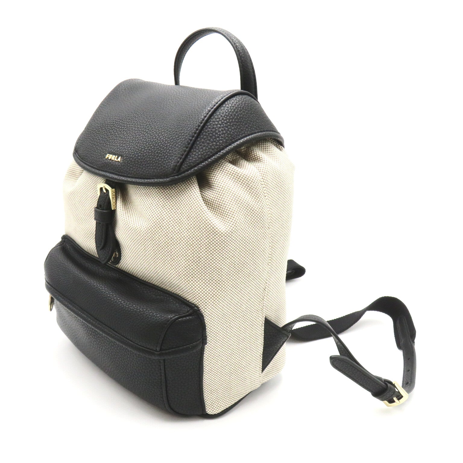 Furla Backpack Backpack Backpack Bag Linen Leather  Ivory / Black WB01261BX2880TNX00