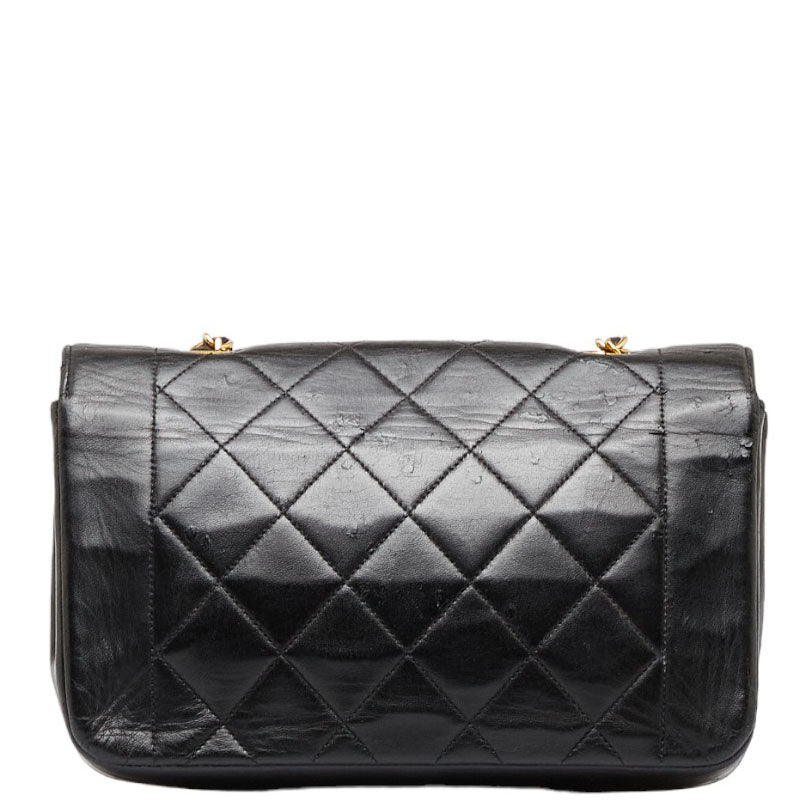 Chanel Matlasse Diana 22 Chain Shoulder Bag Black Gold Lambskin