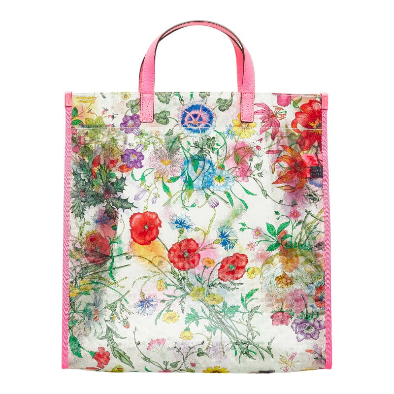 Gucci Flora Clear Handbag Tote Bag 548713 Pink Vinyl Leather Women's