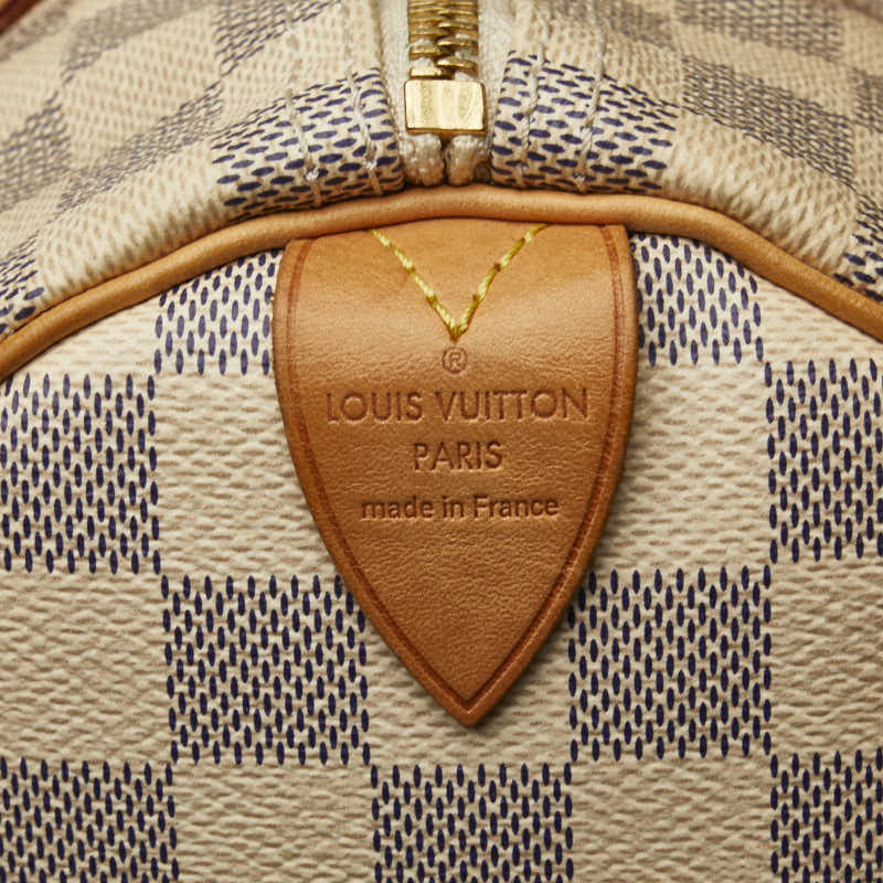 Louis Vuitton Damier Azur Speedy 30 Handbag N41533 White PVC Leather  Louis Vuitton