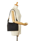 Gucci GG One Shoulder Bag Handbag 002 058 Black Canvas Leather Women's