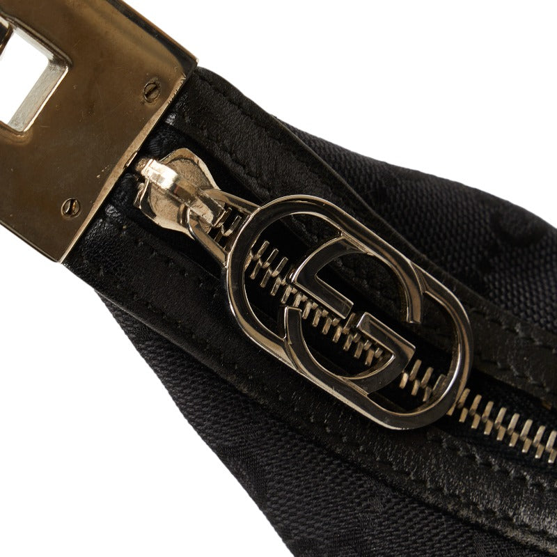 Gucci GG One Shoulder Bag Handbag 002 058 Black Canvas Leather Women's