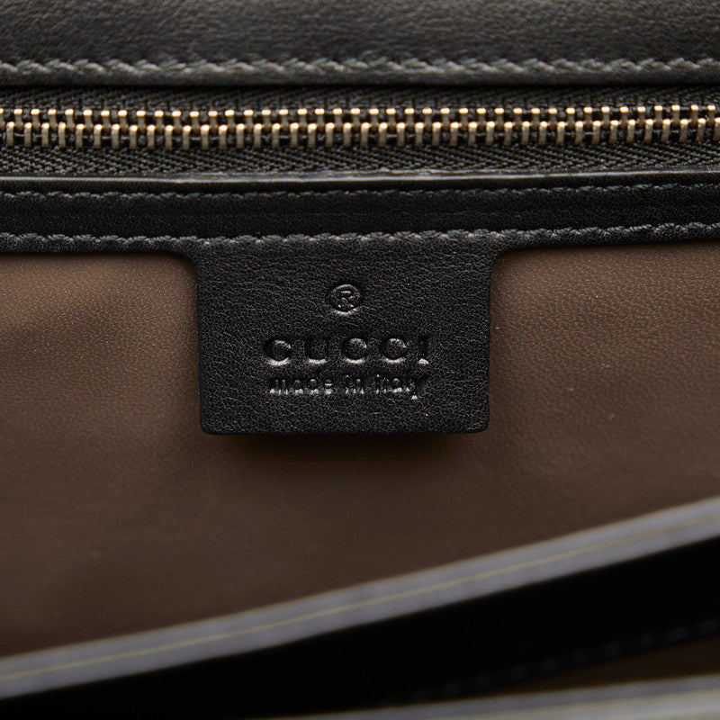 Gucci in elkaar grijpende schoudertas met G-keten 387606 zwart leer