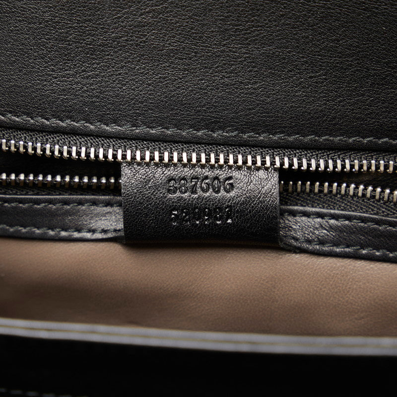 Gucci Interlocking G Chain Shoulder Bag 387606 Black Leather