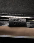 Gucci Sac à bandoulière avec chaîne G entrelacée 387606 Cuir noir