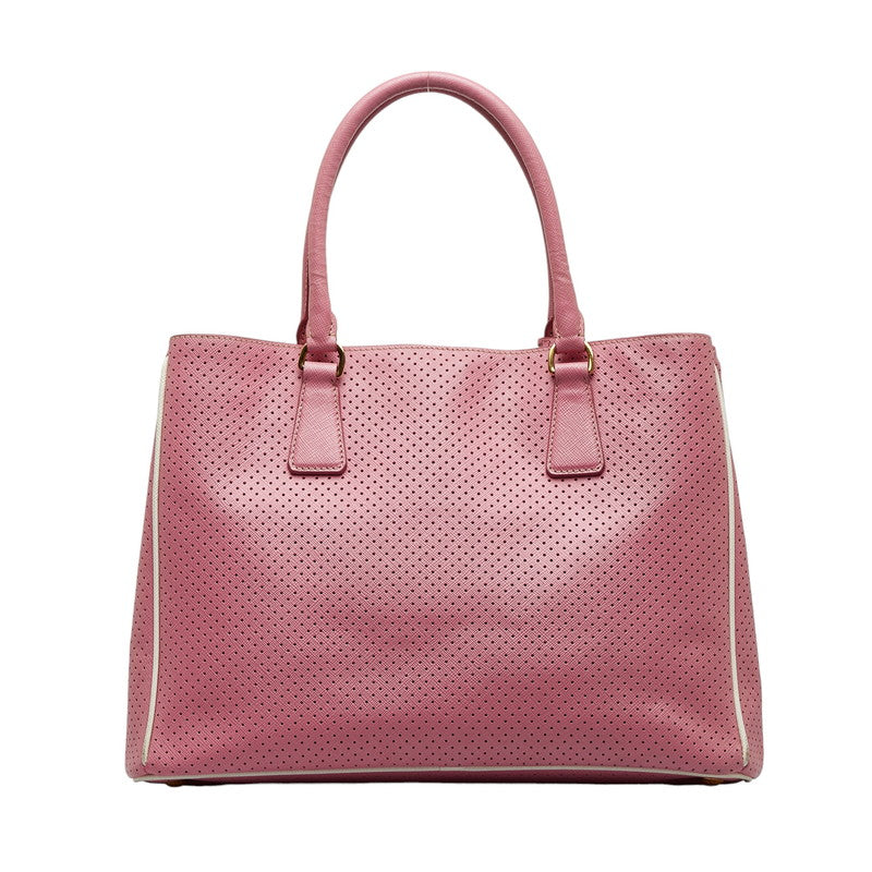 Prada Saffiano Perforated Galleria Handbag Pink Leather