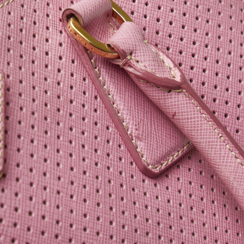 Prada Saffiano geperforeerde Galleria handtas roze leer