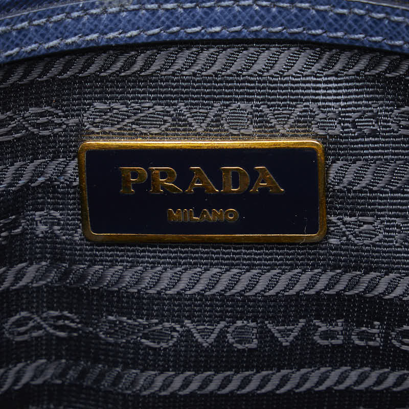 Prada Saffiano Handbag Blue Leather  Prada