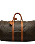 Louis Vuitton Monogram Keepall 55 Boston Bag M41424 Brown PVC Leather  Louis Vuitton
