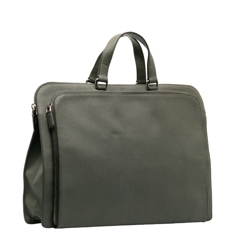 Prada Saffiano Business Bag Briefcase VR0078 Grey Leather Men&#39;s