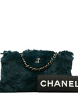 Chanel Chain Shoulder Bag Green Fur Women's