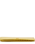 Chanel Button Bi-Fold Wallet Portefeuille long Cuir jaune