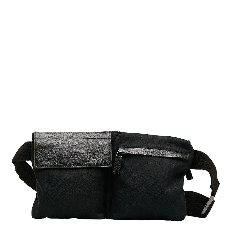 Gucci GG Canvas Body Bag Sac de taille 28566 Cuir de toile noir