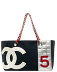 Chanel No.5 Chain Tote Bag Marine Veelkleurig Canvas Leer Dames