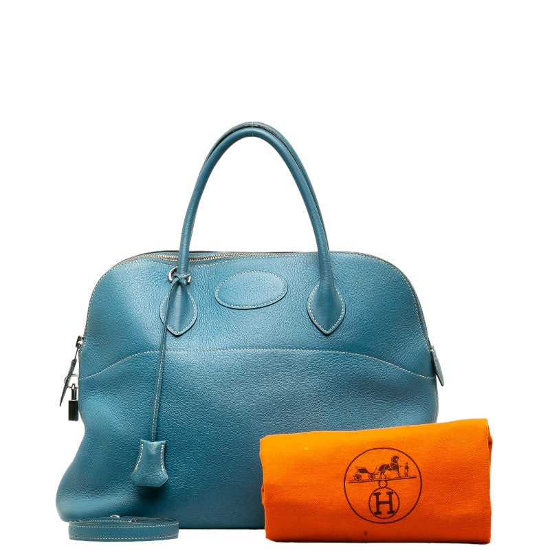 Hermes Bolide 37 Handbag Shoulder Bag 2WAY Blue Jean Tryon Clemence Women&#39;s