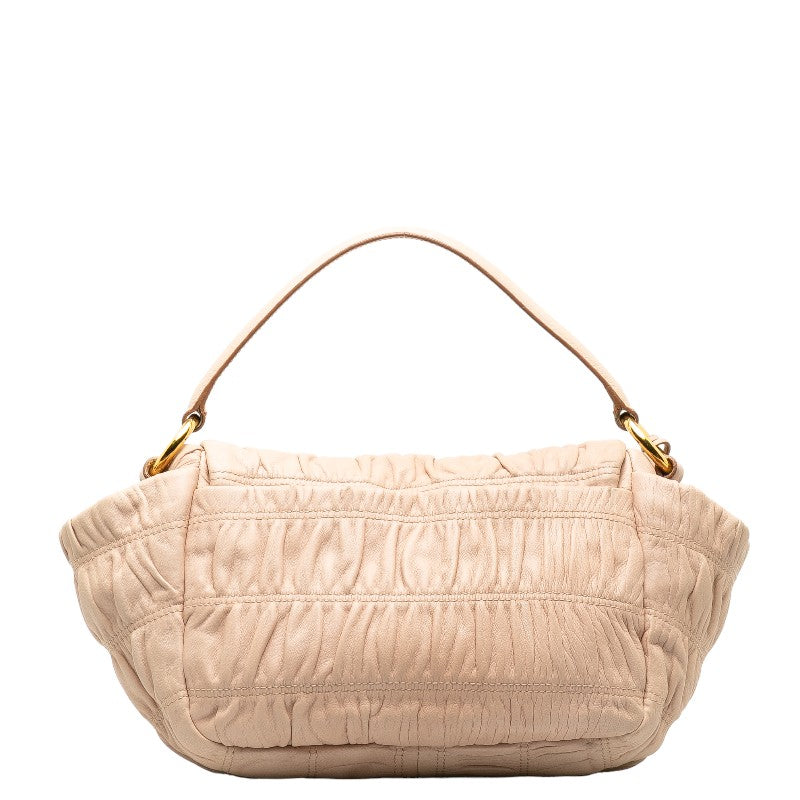 Prada Gathered Handbag Shoulder Bag 2WAY Pink Leather Women&#39;s