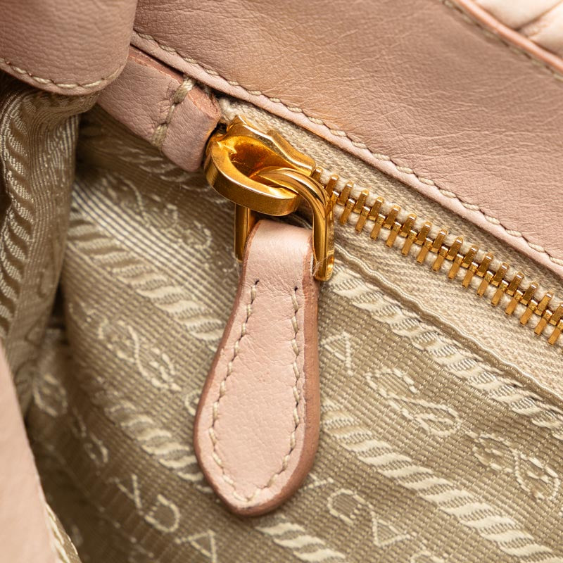 Prada Gathered Handbag Shoulder Bag 2WAY Pink Leather Women&#39;s